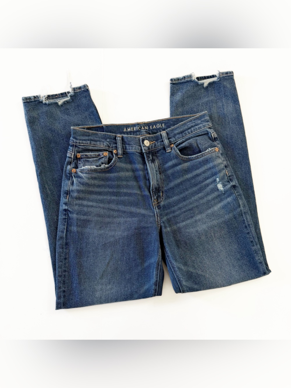 American Eagle Jeans Womens 6 Regular Super High Rise Straight Distressed